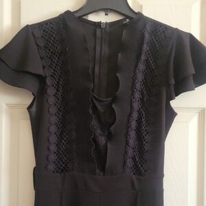 Valentino Black Ruffled Embellished Cocktail Dress